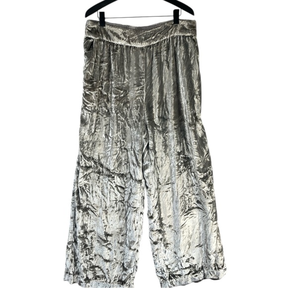 Anthropologie Maeve Anastacia Wide Leg Velvet Pants in Silver Size L Large - Picture 6 of 10